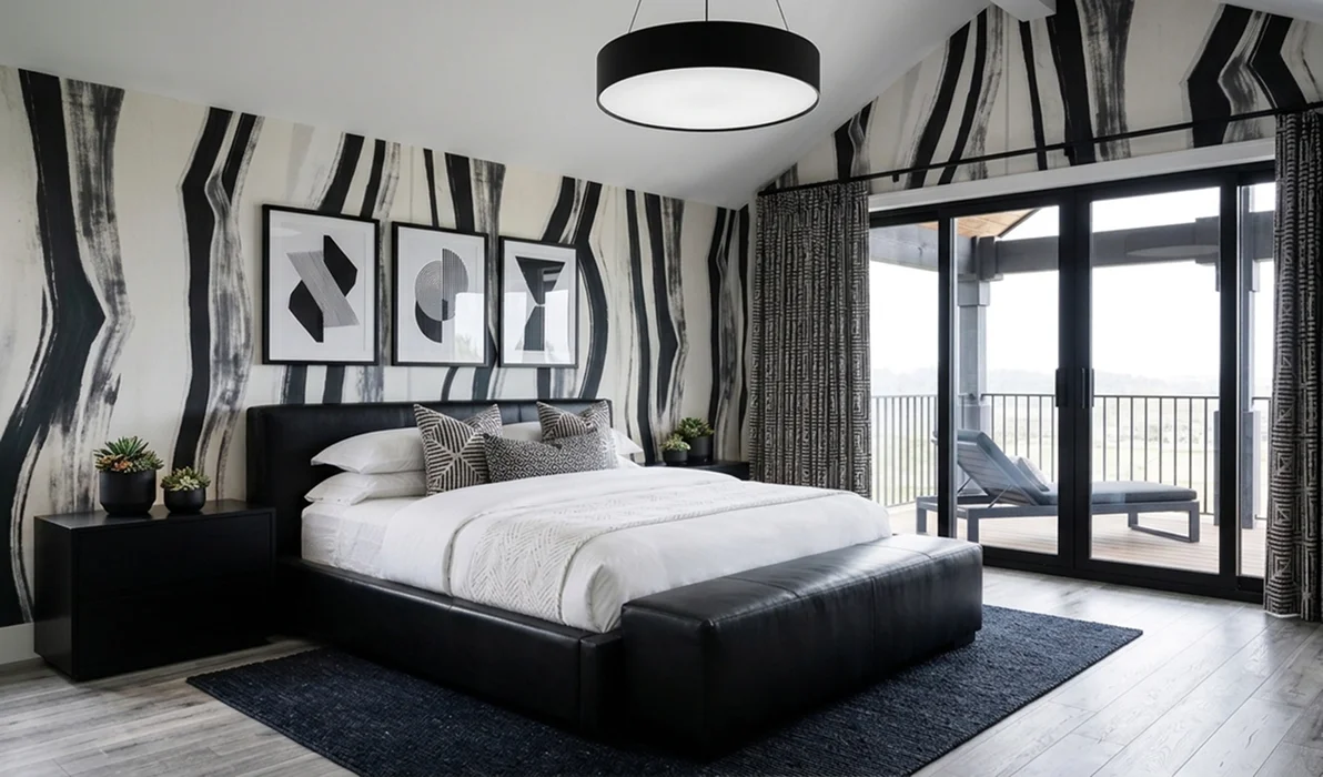 Bedroom with a new black and white design